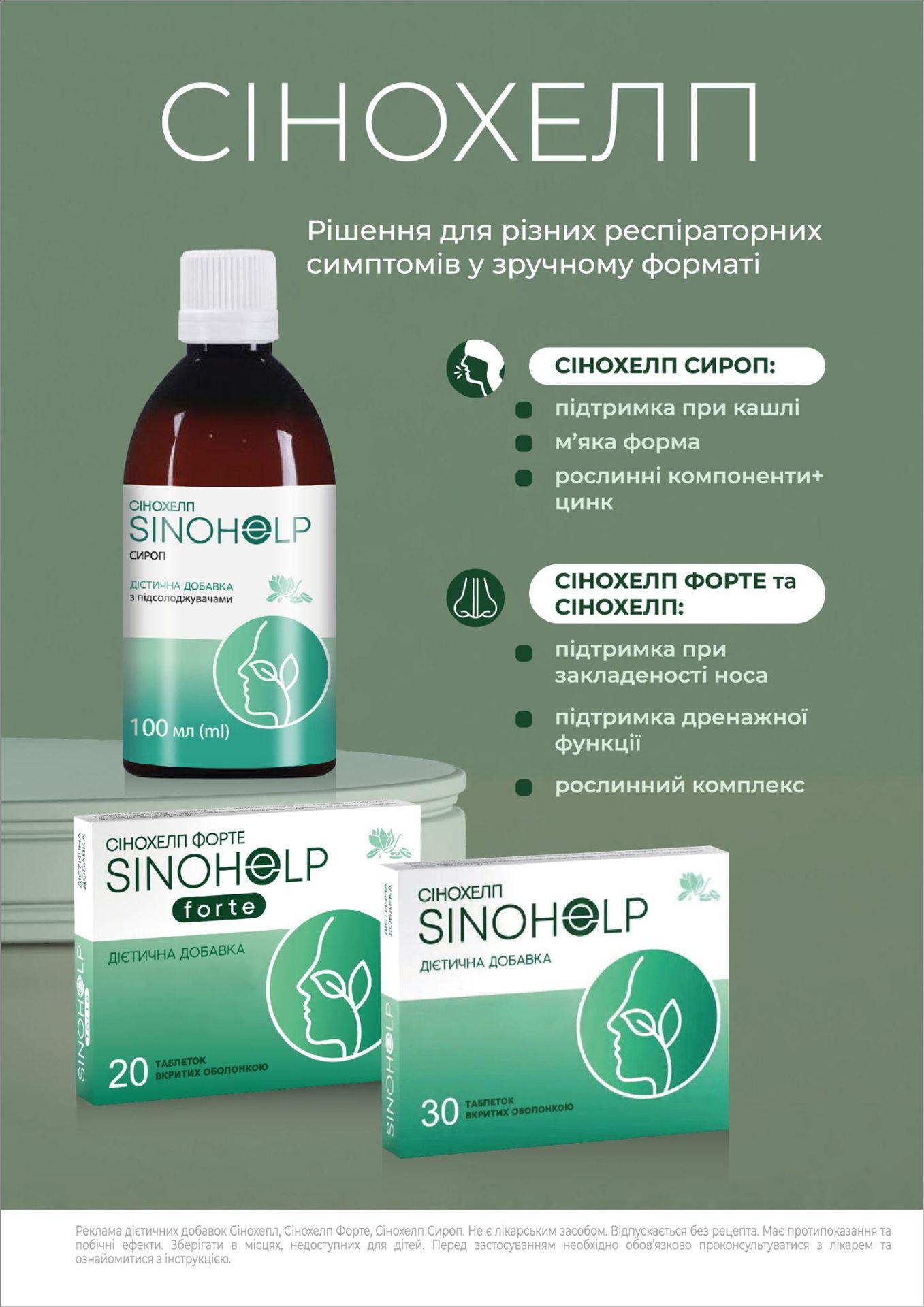 Роль мультикомпонентних фітотерапевтичних комплексів у симптоматичній підтримці респіраторних станів: фокус на диференційований підхід лінійки Сінохелп
